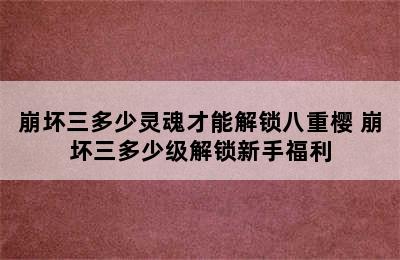 崩坏三多少灵魂才能解锁八重樱 崩坏三多少级解锁新手福利